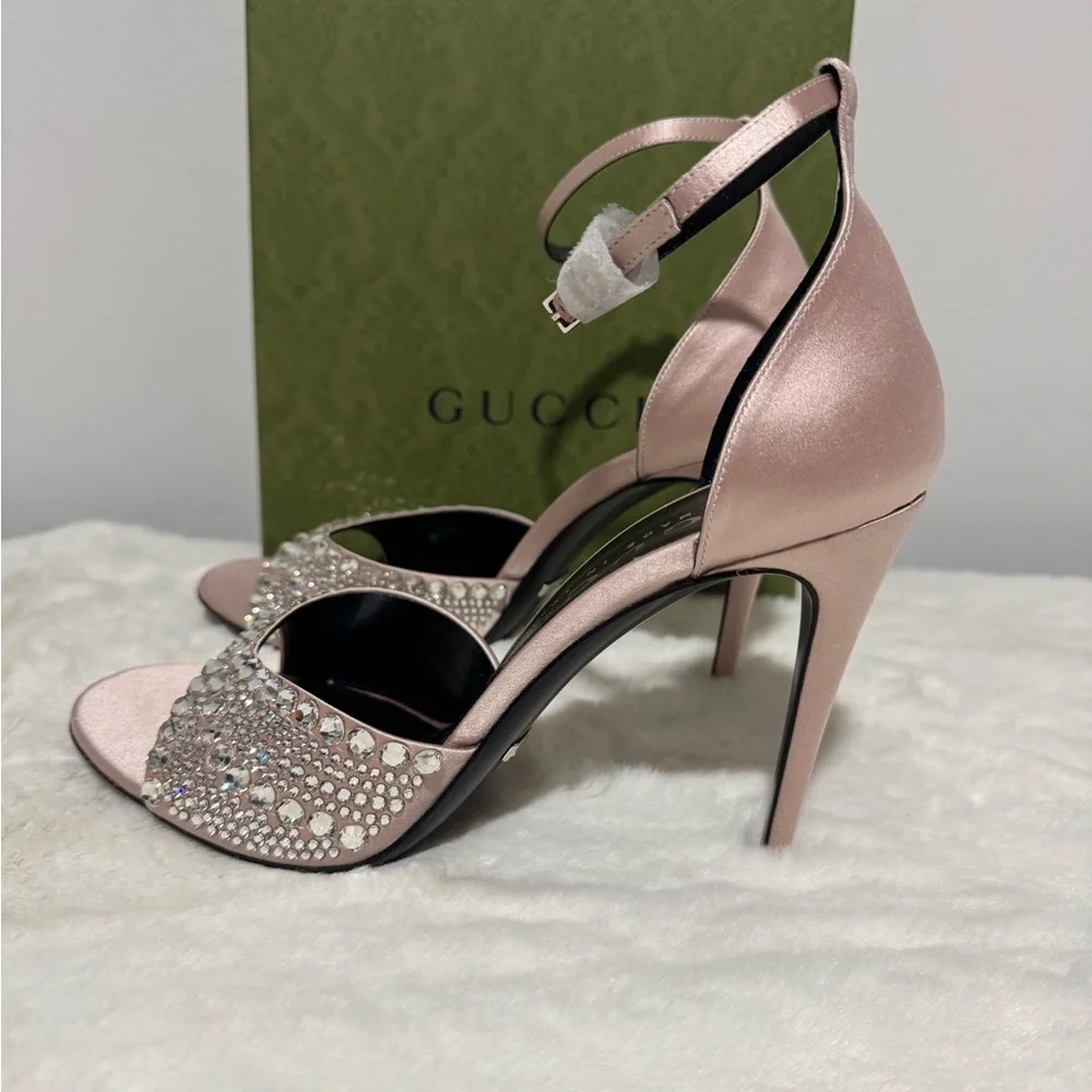 Gucci Blush Crystal-Studded Heels - Picture 3 of 6